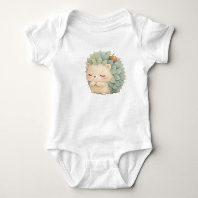 Body Hérisson Doux – Tout Petit Kawaii à l'Aquarelle Do (Devant)