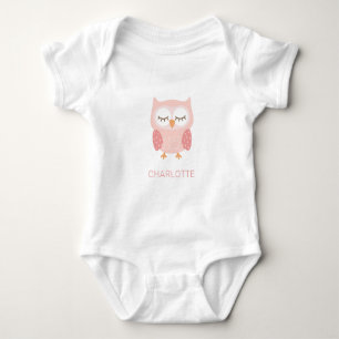 Body 'Hibou rose', joli mémento personnalisé de poche 