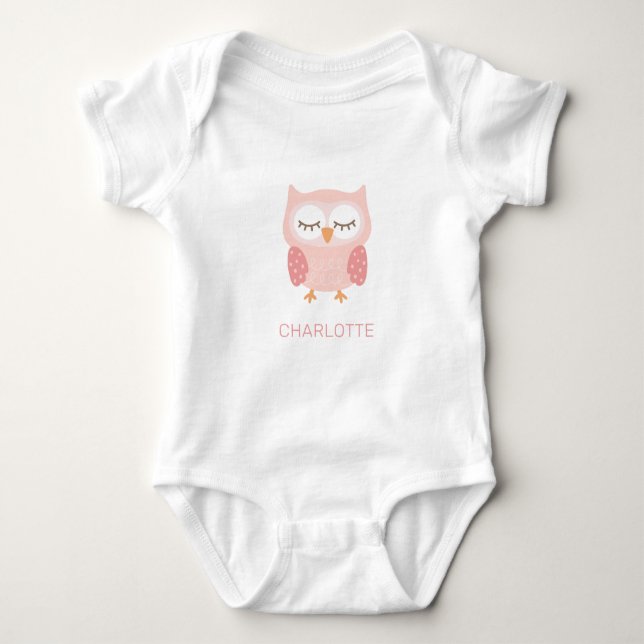 Body 'Hibou rose', joli mémento personnalisé Pocket  (Devant)