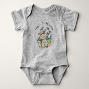 Body Hippo mignonne Animaux Un morceau Baby Bodysuit