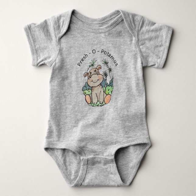 Body Hippo mignonne Animaux Un morceau Baby Bodysuit (Devant)