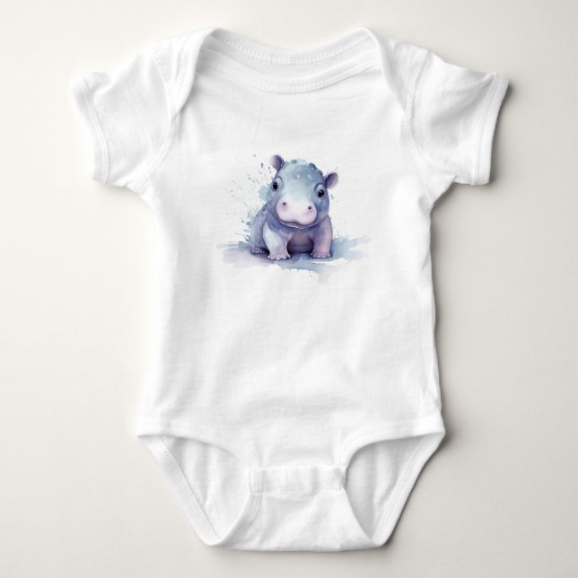 Body Hippopotame bébé aquarelle (Devant)