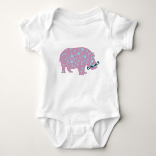 Body Hippopotamus moustache Baby Jersey Bodysuit, Blanc