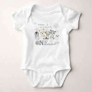 Body Hiver One-derland Animaux Arctiques Bleu 1er Anniv