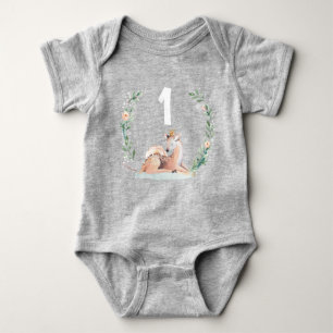 Body Hiver Onederland 1er anniversaire Deer Shirt Rompe