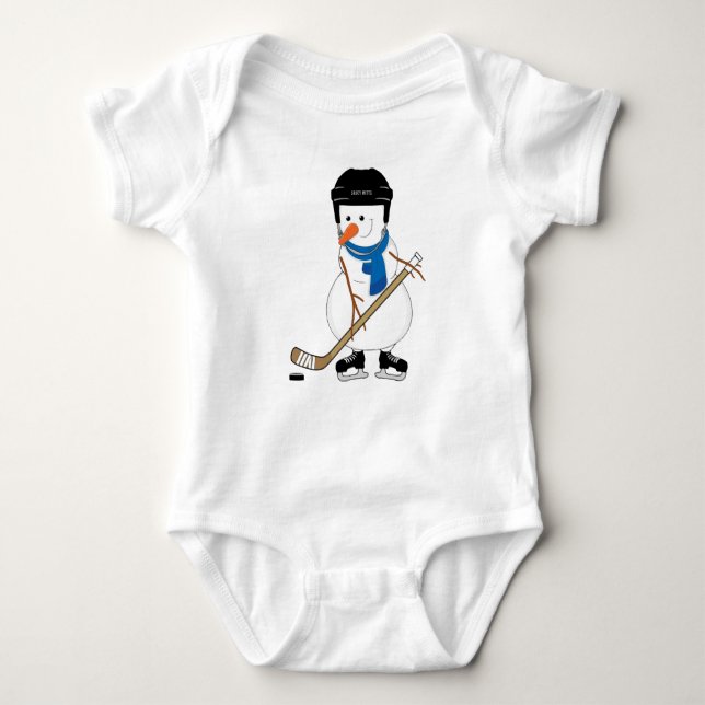 Body Hockey Jouer Snowman bébé Bodysuit (Devant)