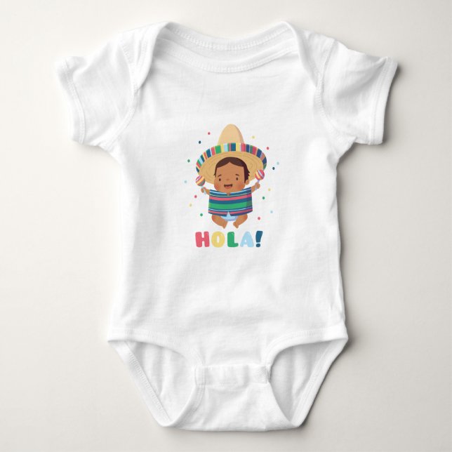 Body Hola Mignon Bébé Mexicain Garçon Fiesta (Devant)