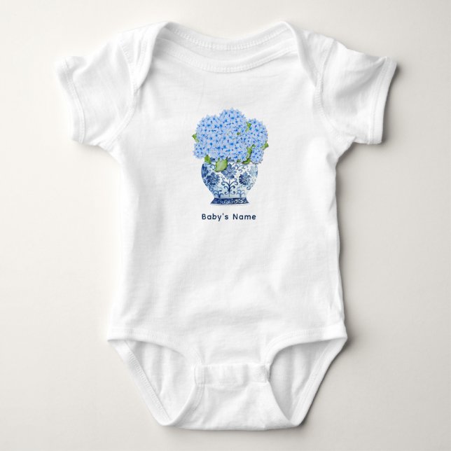 Body Hydrangea Bleu Côtiers Chinoiserie Nantucket Bébé (Devant)