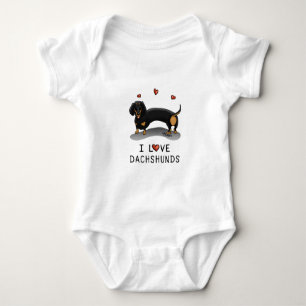Body I Love Dachshunds Dachsies (noir et bronze) mignon