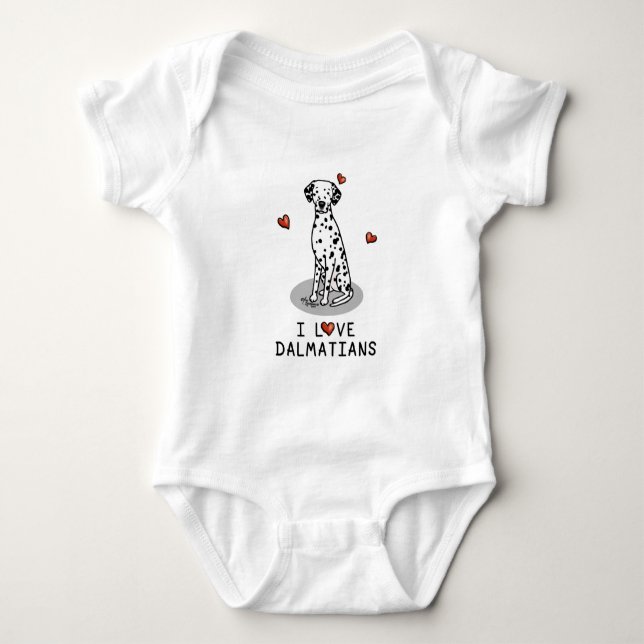 Body I Love Dalmatians (noir 1) Coeurs mignons (Devant)