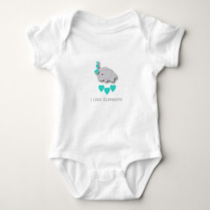 Body I Love Elephants - Turquoise
