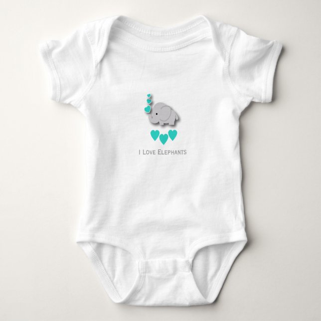 Body I Love Elephants - Turquoise (Devant)