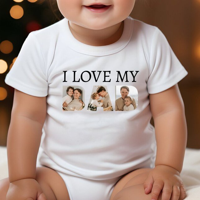 Body I Love My Papa Photo Collage (I Love My Dad Photo Collage Baby Bodysuit
)