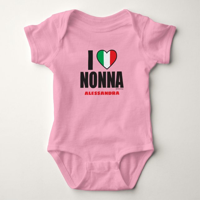 Body I LOVE NONNA personnalisé Pink Baby Bodysuit (Devant)