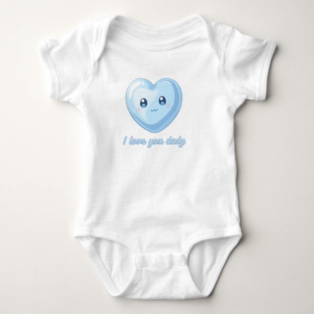 Body I Love You Daily Baby Bodysuit - Cute Blue Kawaii  (Devant)