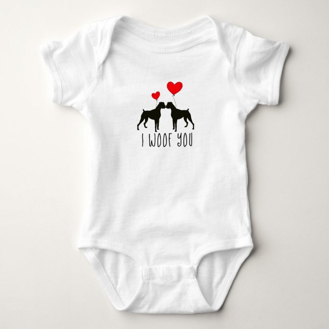 Body I Woof You - Boxer Dog Shirt pour bébés (Devant)