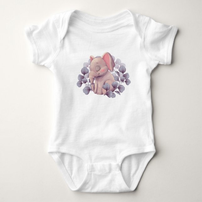 Body Illustration de bébé éléphant mignon endormi avec  (Devant)