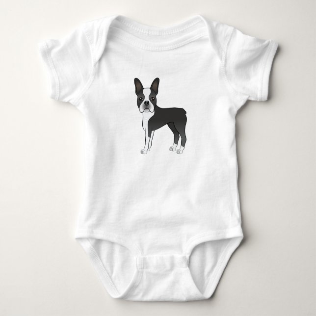 Body Illustration de chien Boston Terrier noir et blanc (Devant)