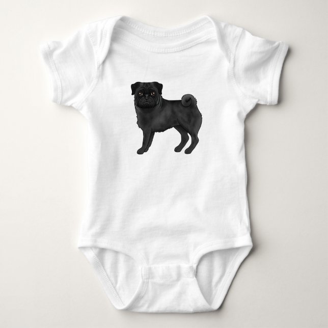 Body Illustration de chien Mops couleur noir adorable (Devant)