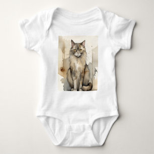 Body Illustration de l'aquarelle du Maine Coon