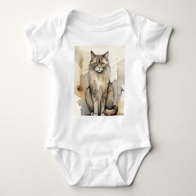 Body Illustration de l'aquarelle du Maine Coon (Devant)