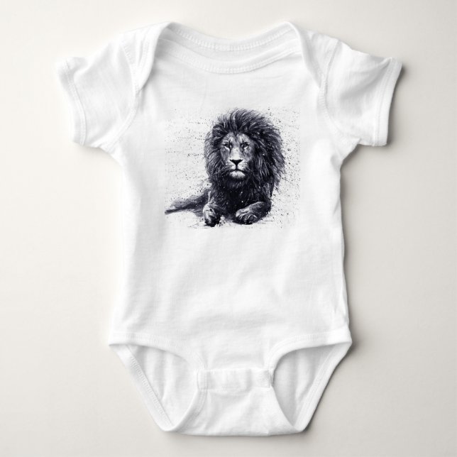 Body Illustration en noir et blanc de lion. (Devant)
