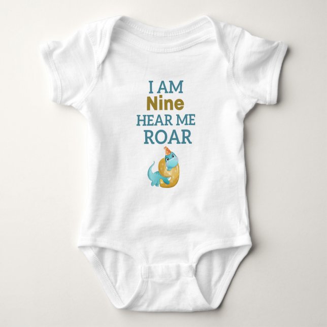 Body I'm Nine Hear Me Roar Personalized T-Rex Birthday (Devant)