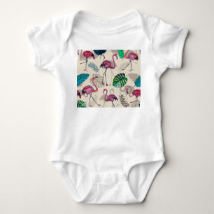 Body Imaginaire tropical : Motif feuille Flamant rose