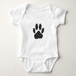 Body Impression de patte de chien tartan noir et blanc