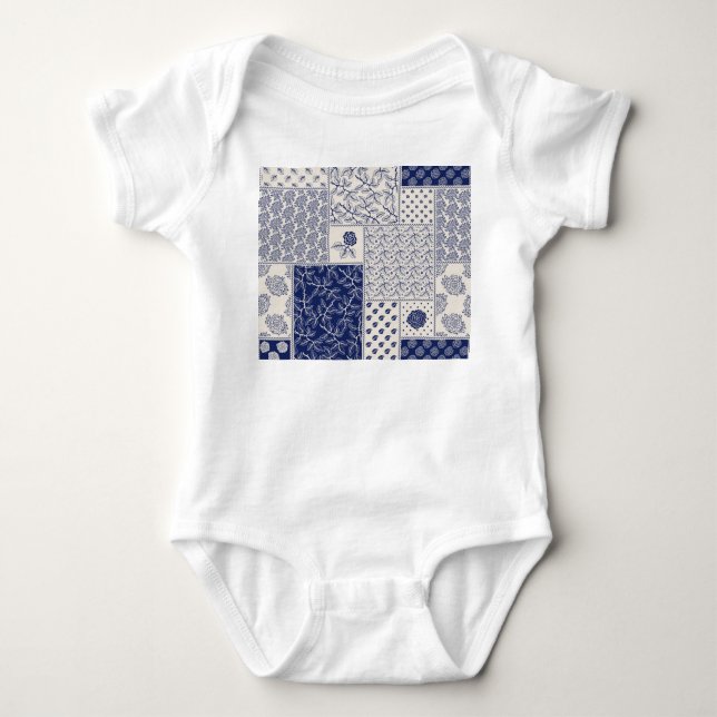 Body Indigo Bleu Beige Floral Patchwork (Devant)