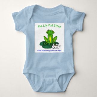 Body Infant's Frog on a Lily Pad Blue on White Bodysuit