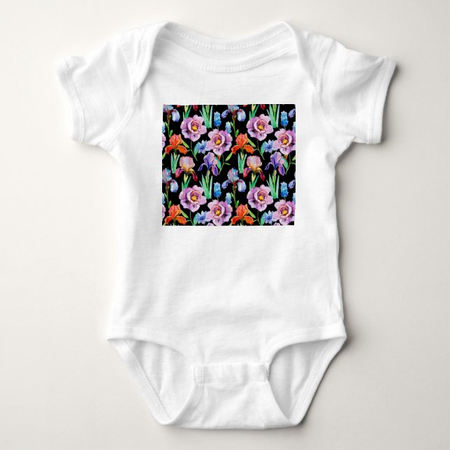Body Iris Peony Aquarelle Motif Floral (Devant)