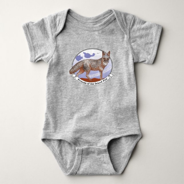 Body Island Fox Logo Gray Baby Bodysuit One Piece (Devant)