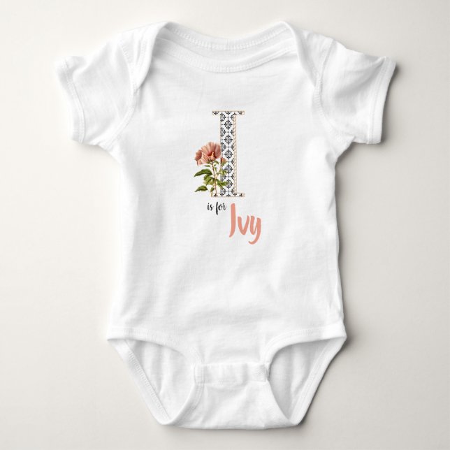 Body Ivy Name Reveal Floral Letter H Girl Whimsical (Devant)
