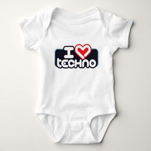 Body J'aime la TECHNO - T-shirt de bébé (Devant)