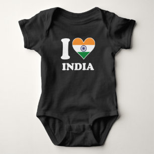 Body J'aime le coeur indien de drapeau de l'Inde