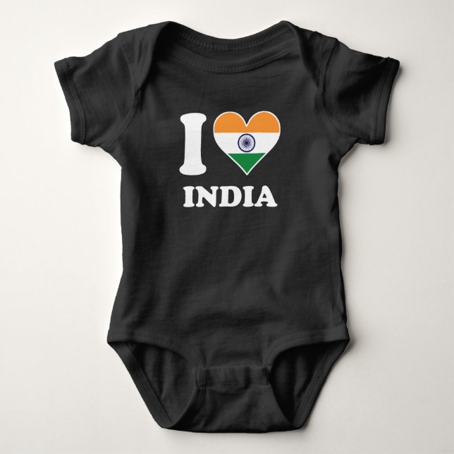 Body J'aime le coeur indien de drapeau de l'Inde (Devant)