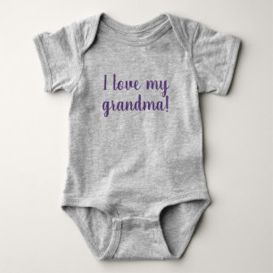 Body J'Aime Ma Grand-Mère Personnalisée Gris Violet