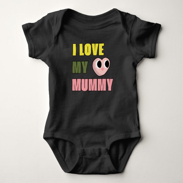 Body J'aime ma maman Doodle 70s Mignon Jaune Vert Rose (Devant)