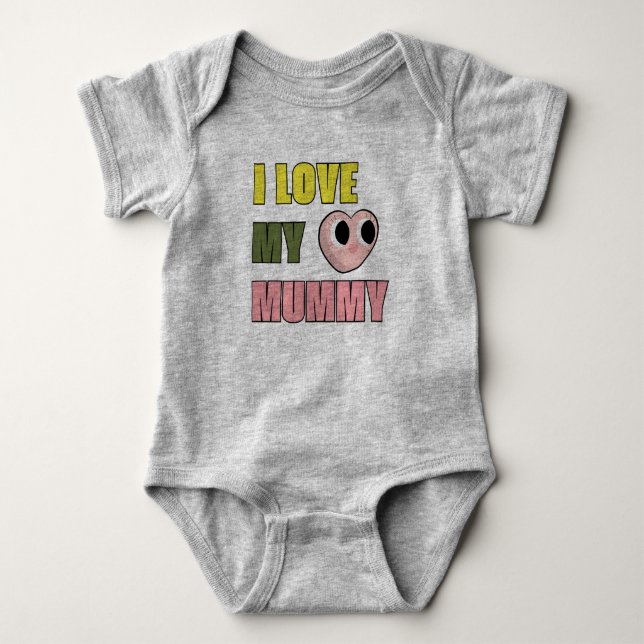 Body J'aime ma maman Doodle 70s Mignon Jaune Vert Rose (Devant)