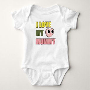 Body J'aime ma maman Doodle 70s Mignon Jaune Vert Rose