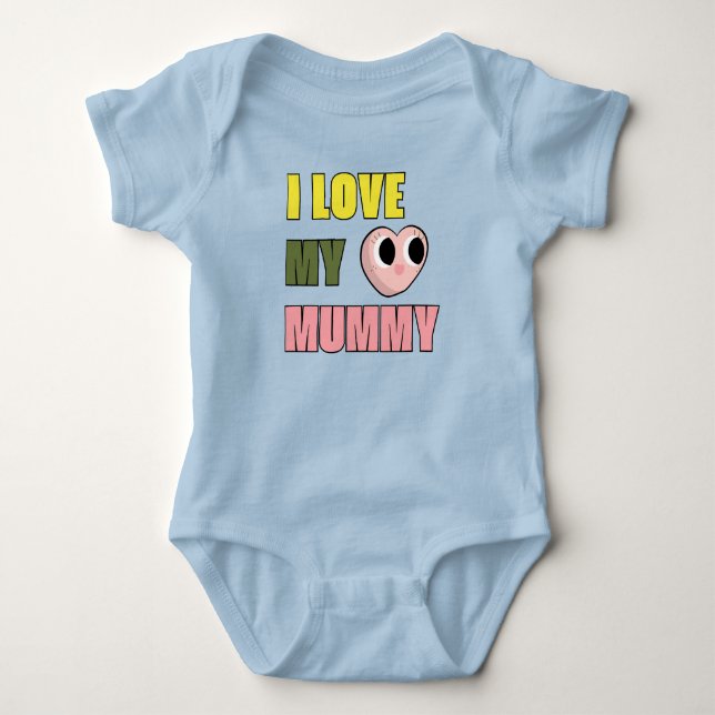 Body J'aime ma maman Doodle 70s Mignon Jaune Vert Rose (Devant)