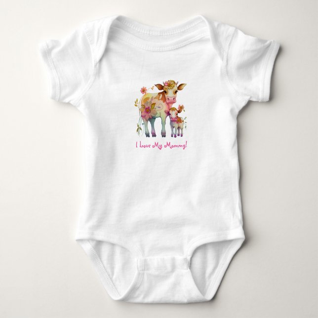 Body J'Aime Ma Maman ! Vaches couvertes de fleurs (Devant)