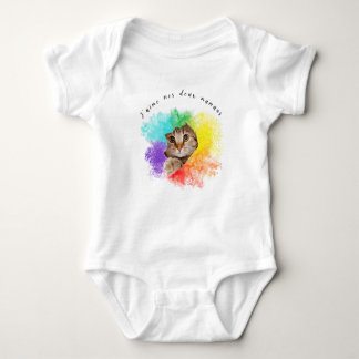 Body "J'aime mes deux mamans" mignon chat couleurs arc-