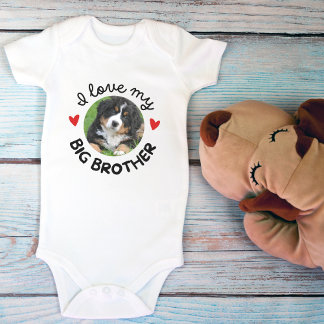 Body "J'aime mon grand frère" avec photo de chien perso