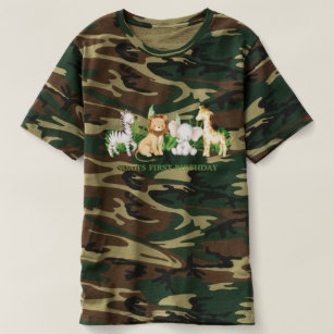 T-shirt Jardin vert Jungle Animaux 1er anniversaire Fête B
