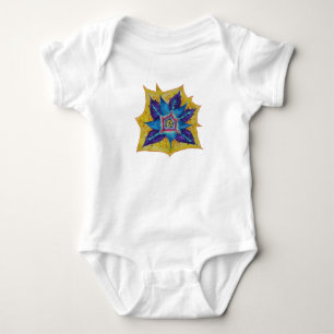 Body Jaune violet Mandala Baby Jersey Bodysuit, Blanc