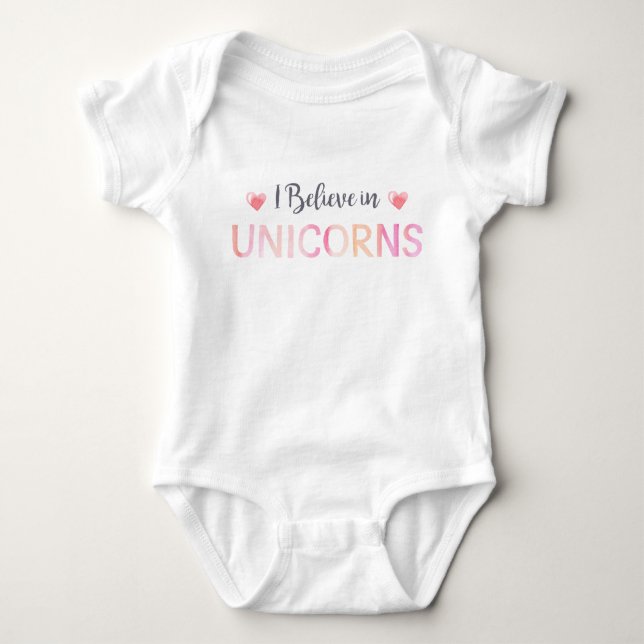 Body Je crois en Unicorns Baby Girl Pink Typography (Devant)