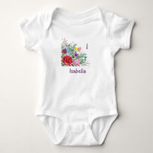 Body Je personnalise lettre nom Isabella, Fleurs de ros