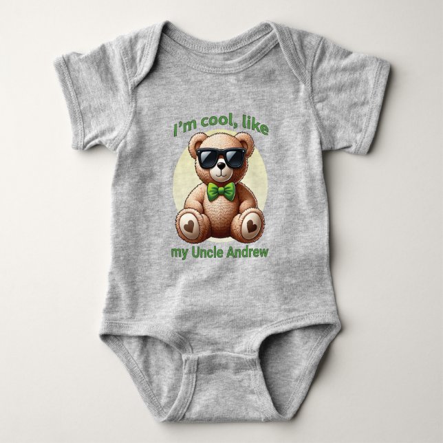 Body Je suis Cool Teddy Bear avec Green Bow personnalis (Devant)